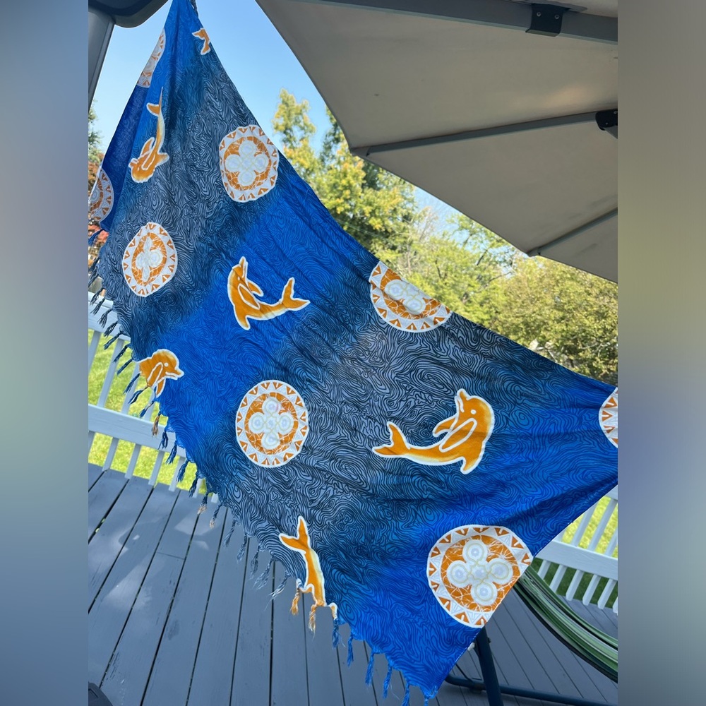 Bathing suit wrap cover up with dolphins o/s